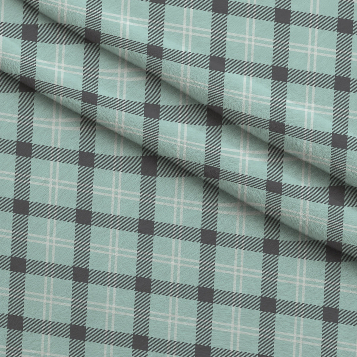 Seafoam Gingham Pattern 9 Minky Fabric