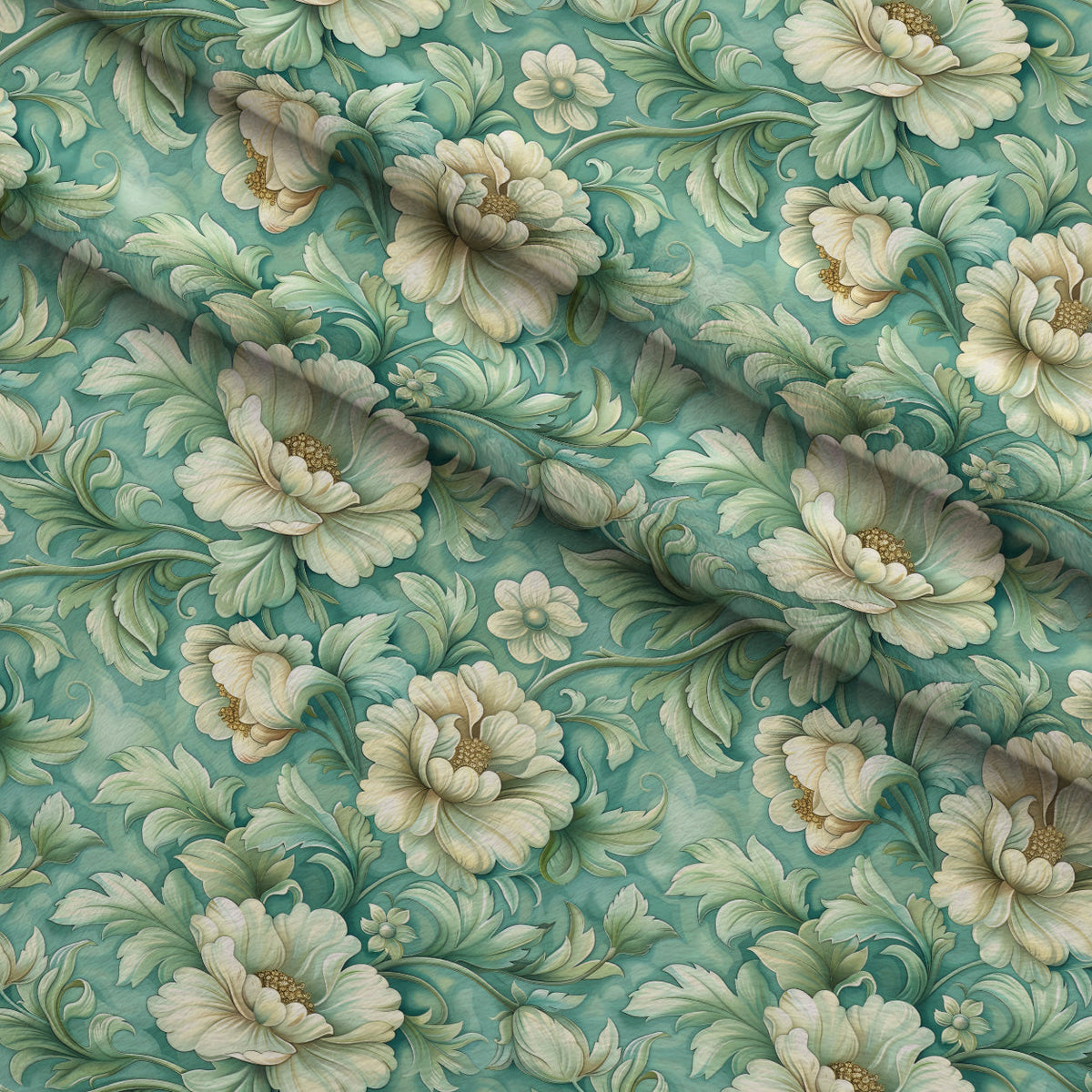 Seafoam Scrollwork Pattern 3 Minky Fabric