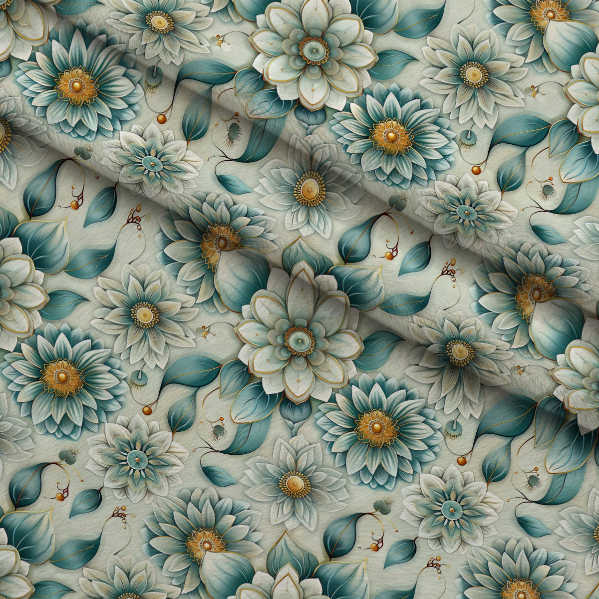 Seafoam Scrollwork Pattern 5 Minky Fabric