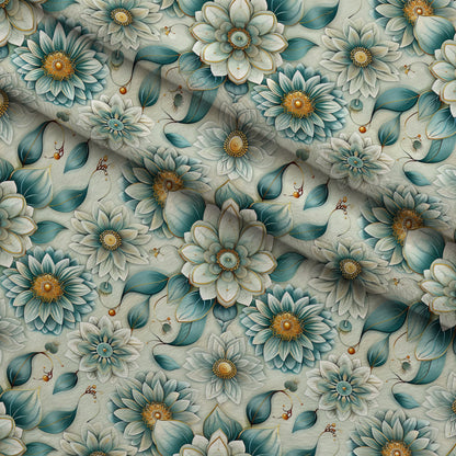 Seafoam Scrollwork Pattern 5 Minky Fabric
