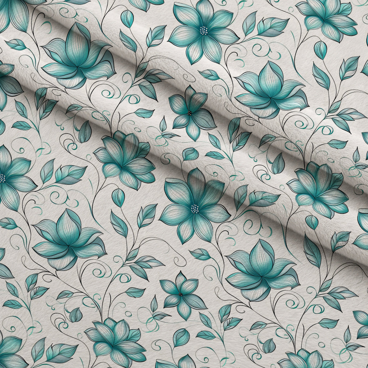 Seafoam Scrollwork Pattern 7 Minky Fabric