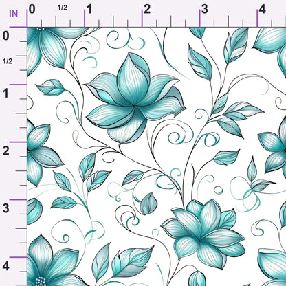 Seafoam Scrollwork Pattern 7 Minky Fabric