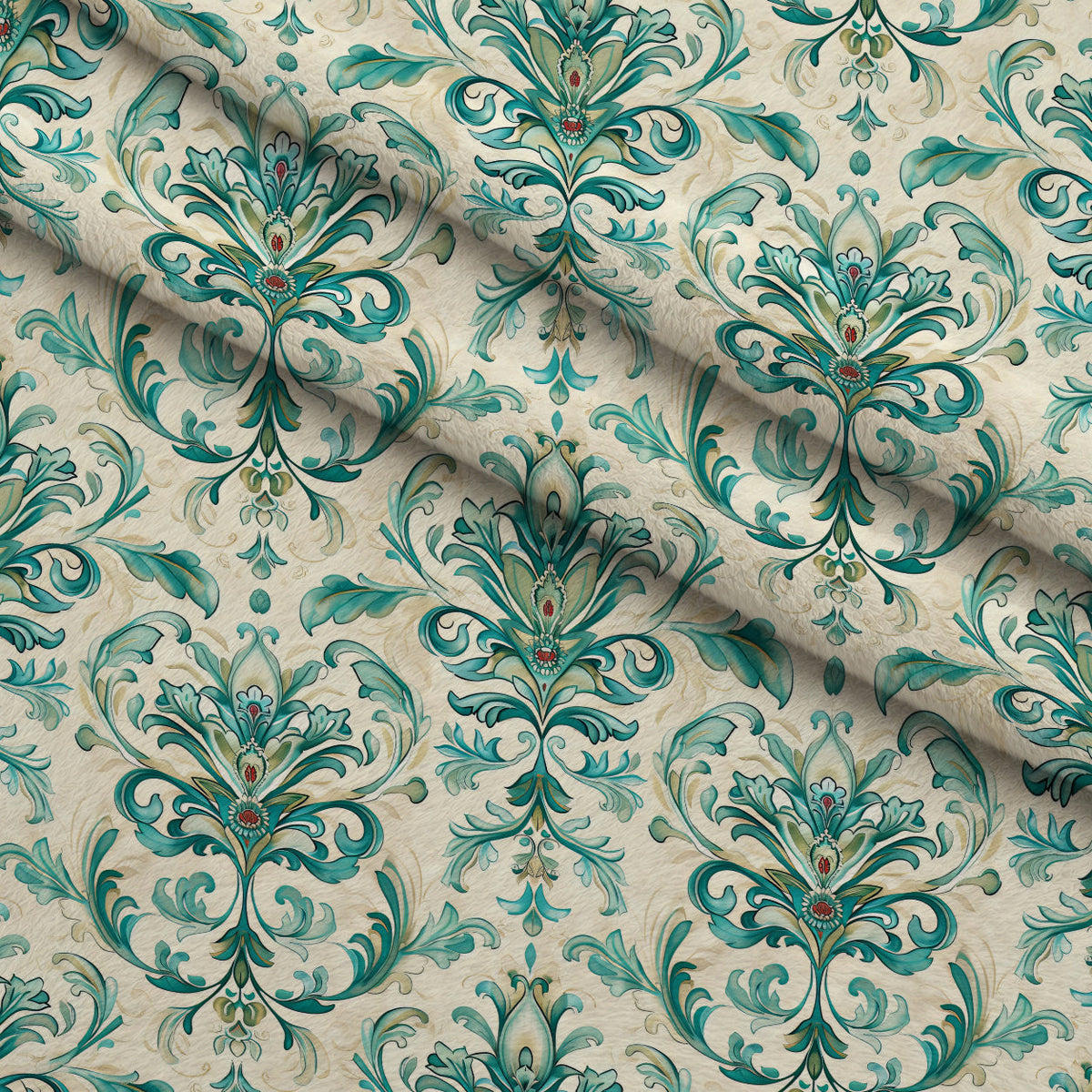 Seafoam Scrollwork Pattern 9 Minky Fabric