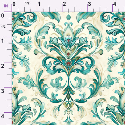 Seafoam Scrollwork Pattern 9 Minky Fabric