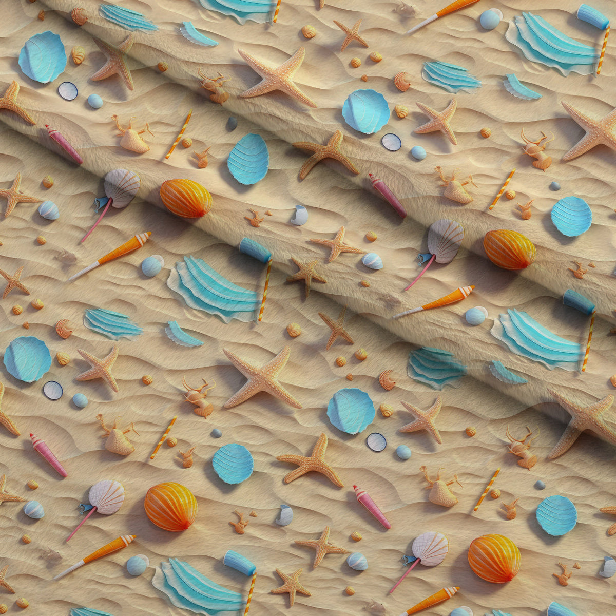 Seashell Shores Pattern 3 Minky Fabric