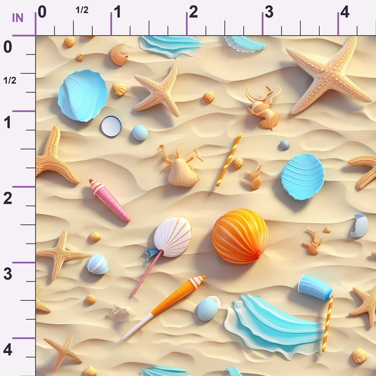 Seashell Shores Pattern 3 Minky Fabric