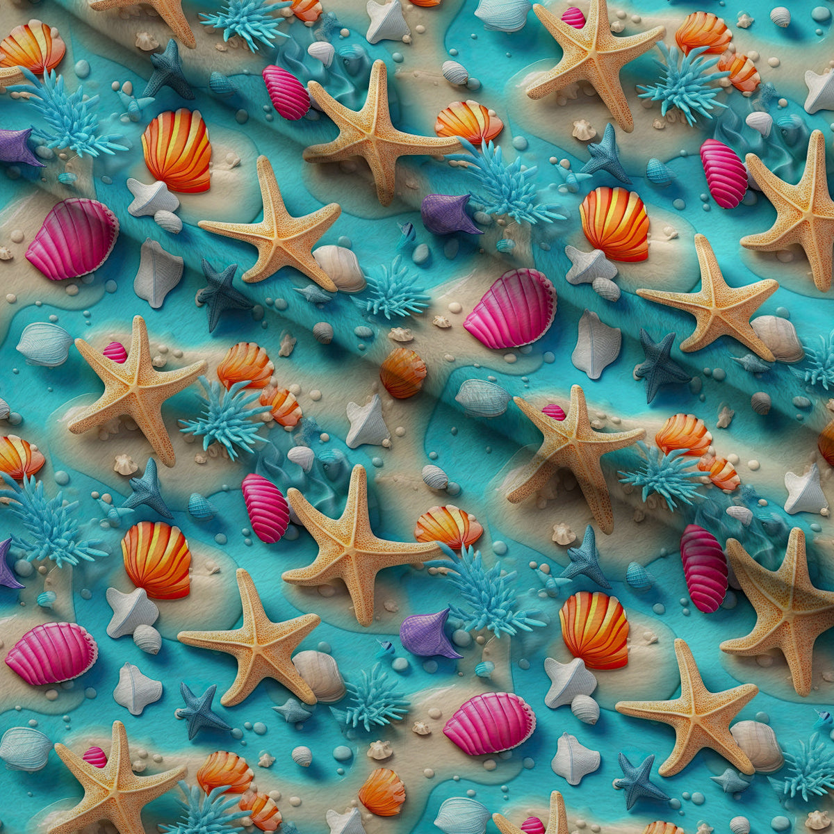 Seashell Shores Pattern 6 Minky Fabric