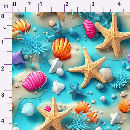 Seashell Shores Pattern 6 Minky Fabric