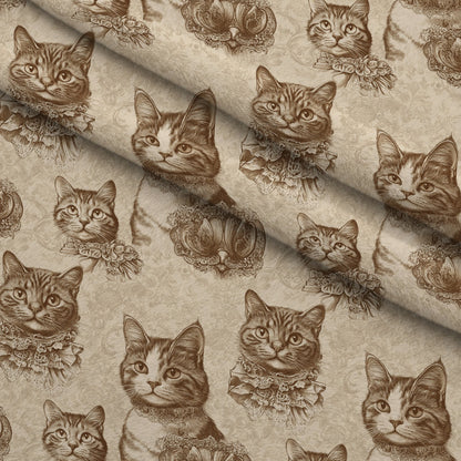 Sepia Kitten Toile Pattern 1 Minky Fabric