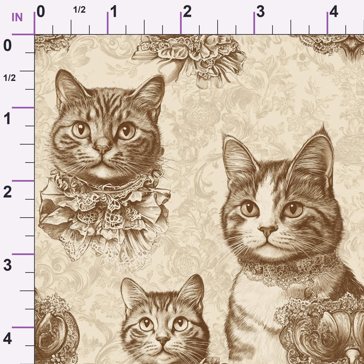 Sepia Kitten Toile Pattern 1 Minky Fabric