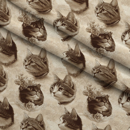 Sepia Kitten Toile Pattern 10 Minky Fabric