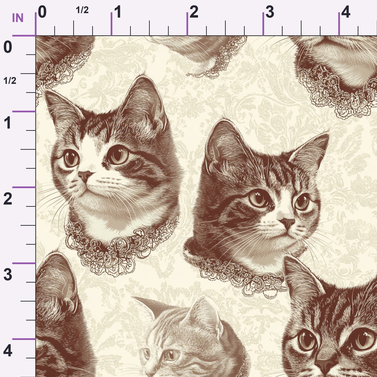 Sepia Kitten Toile Pattern 12 Minky Fabric