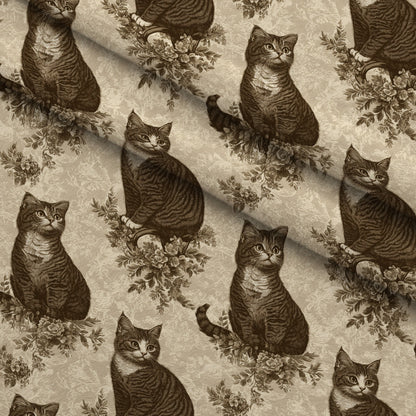 Sepia Kitten Toile Pattern 5 Minky Fabric