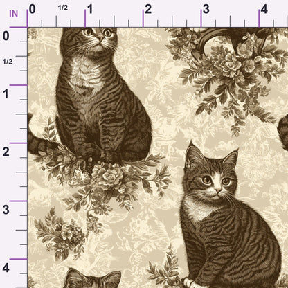 Sepia Kitten Toile Pattern 5 Minky Fabric