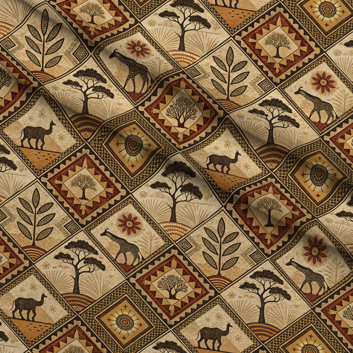 Serengeti Patchwork Pattern 1 Minky Fabric