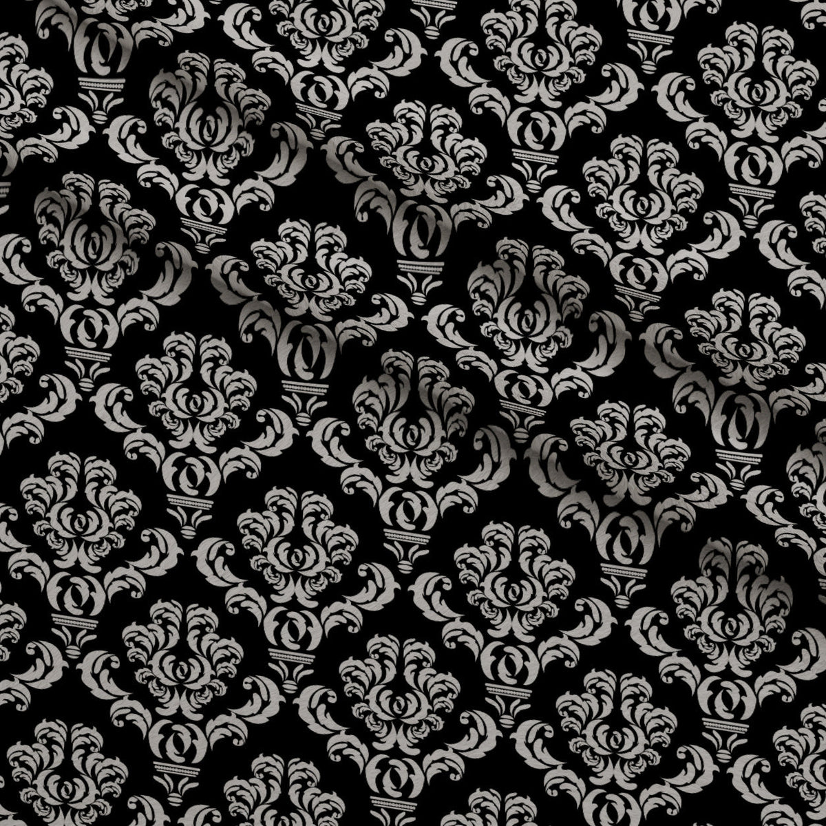 Simple Damask White on Black Minky Fabric
