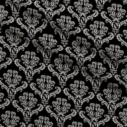 Simple Damask White on Black Minky Fabric