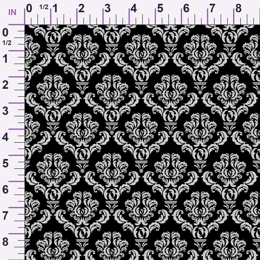Simple Damask White on Black Minky Fabric