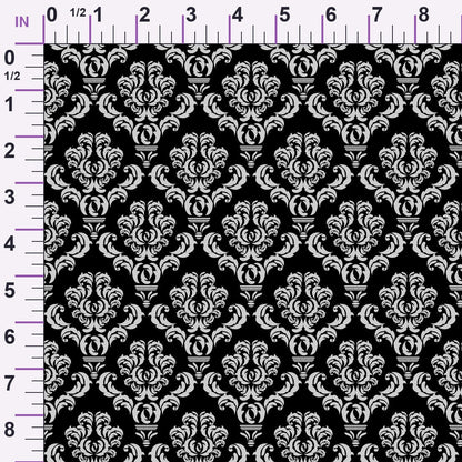 Simple Damask White on Black Minky Fabric