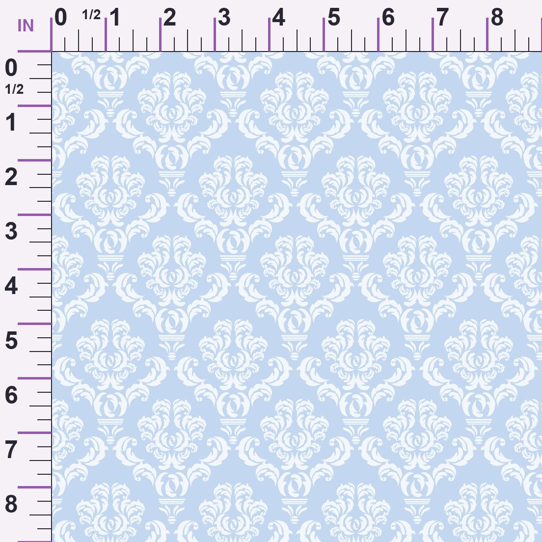 Simple Damask White on Blue Minky Fabric