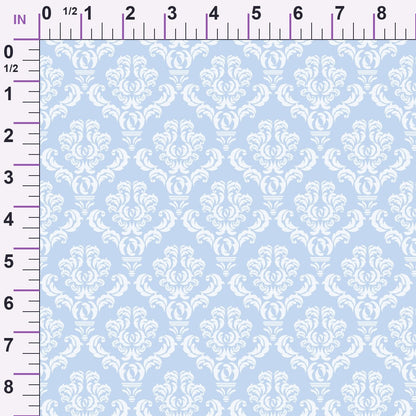 Simple Damask White on Blue Minky Fabric