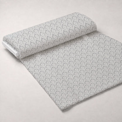 Simple Damask White on Gray Minky Fabric