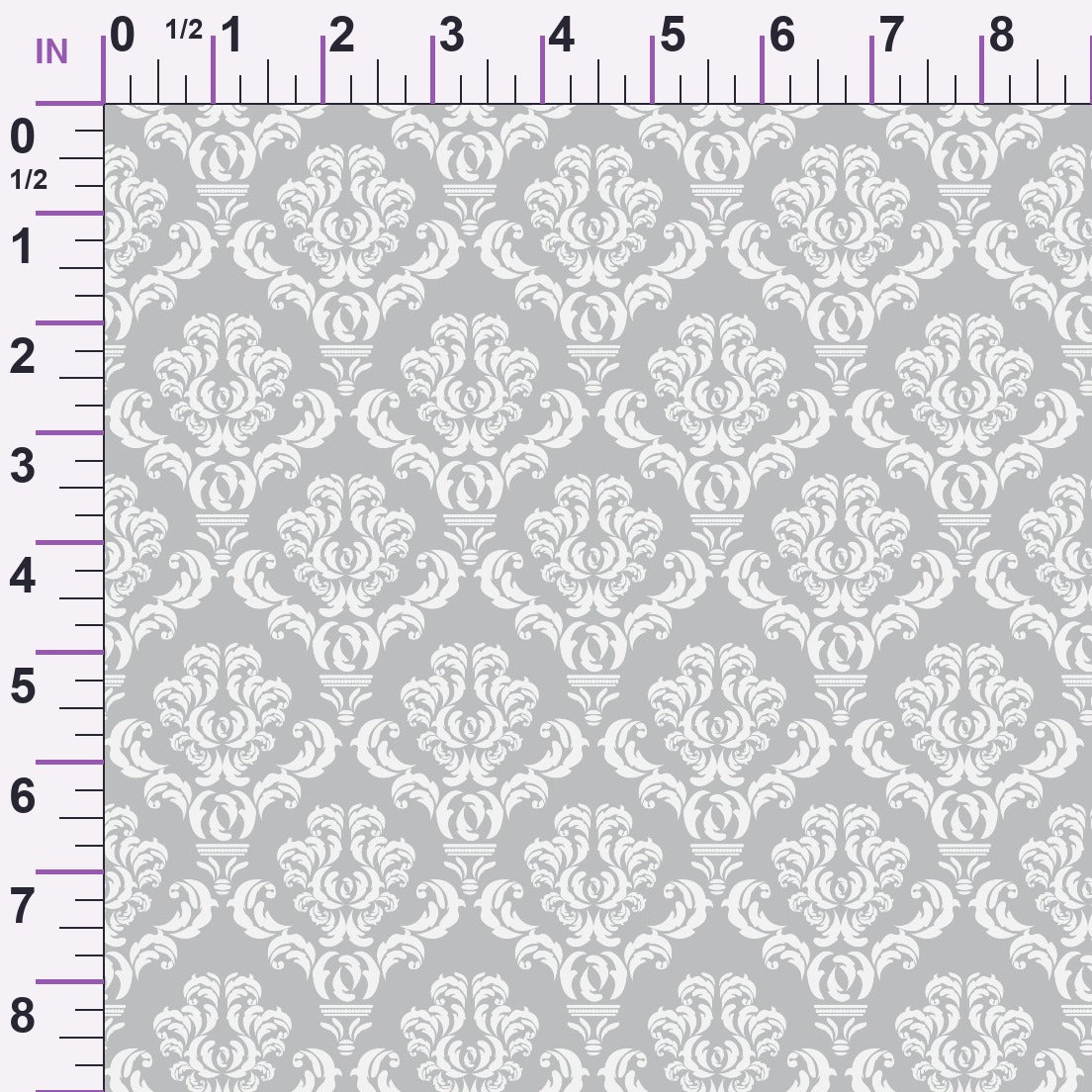 Simple Damask White on Gray Minky Fabric