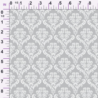 Simple Damask White on Gray Minky Fabric