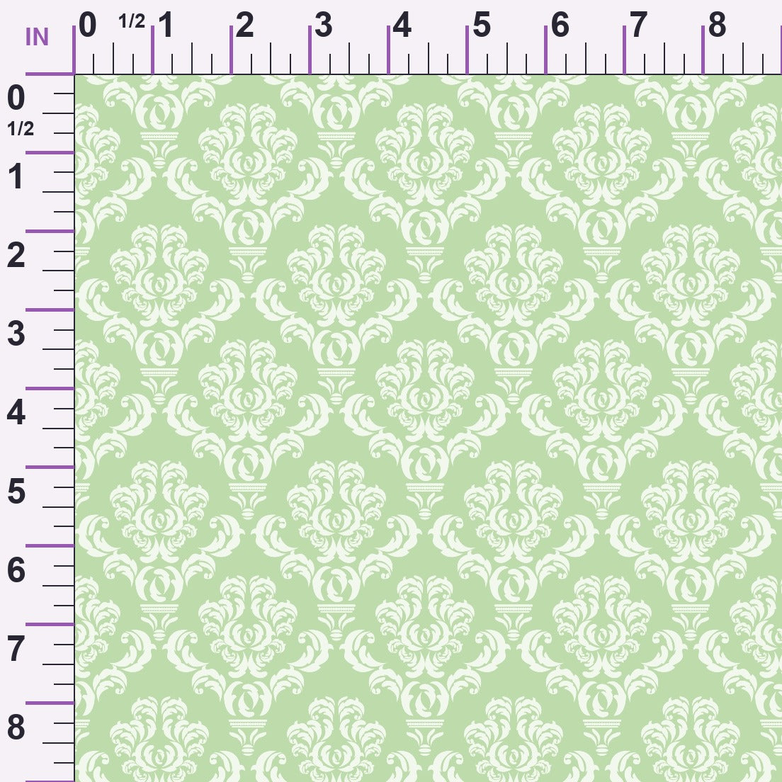 Simple Damask White on Green Minky Fabric