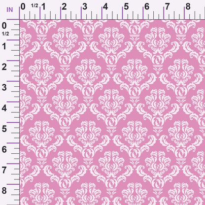 Simple Damask White on Pink Minky Fabric