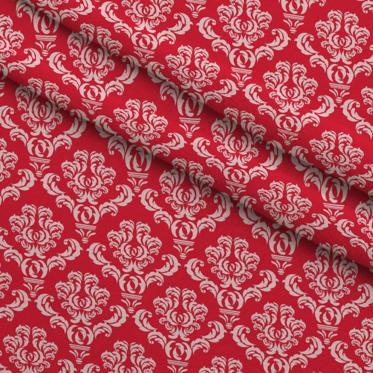 Simple Damask White on Red Minky Fabric
