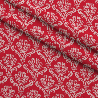 Simple Damask White on Red Minky Fabric