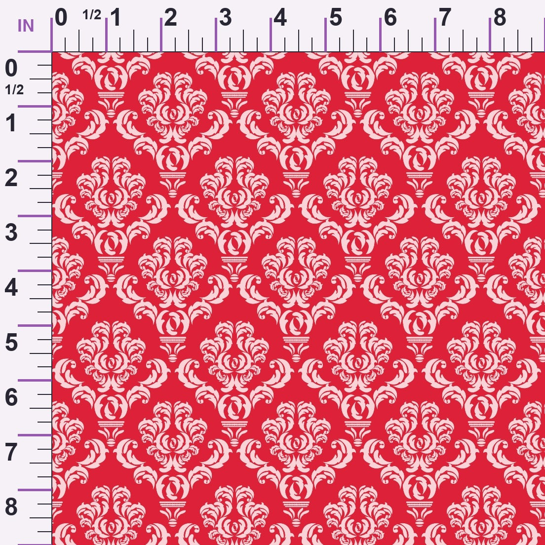 Simple Damask White on Red Minky Fabric