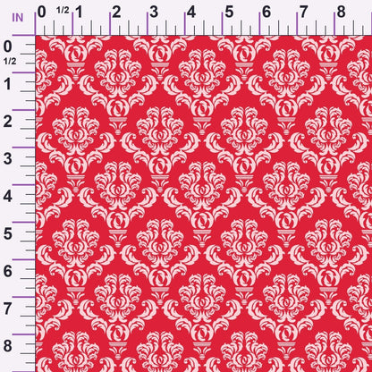 Simple Damask White on Red Minky Fabric