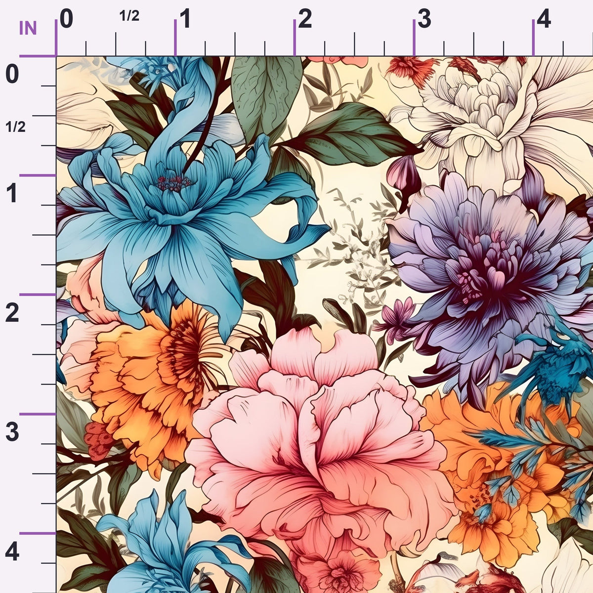 Sketchbook Garden Pattern 1 Minky Fabric