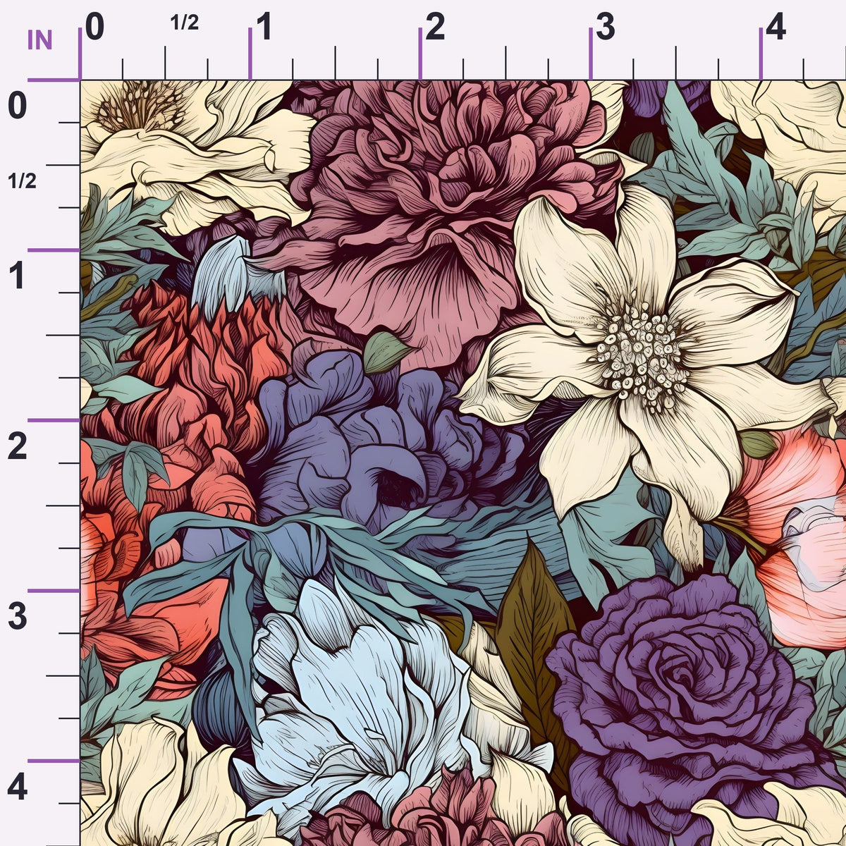 Sketchbook Garden Pattern 4 Minky Fabric