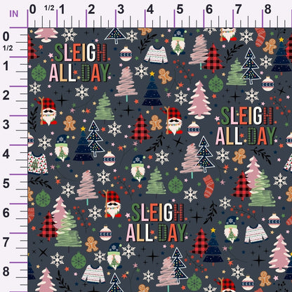 Sleigh All Day Grey Minky Fabric