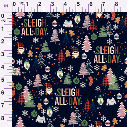 Sleigh All Day Indigo Minky Fabric