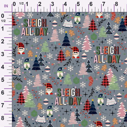 Sleigh All Day Light Grey Minky Fabric