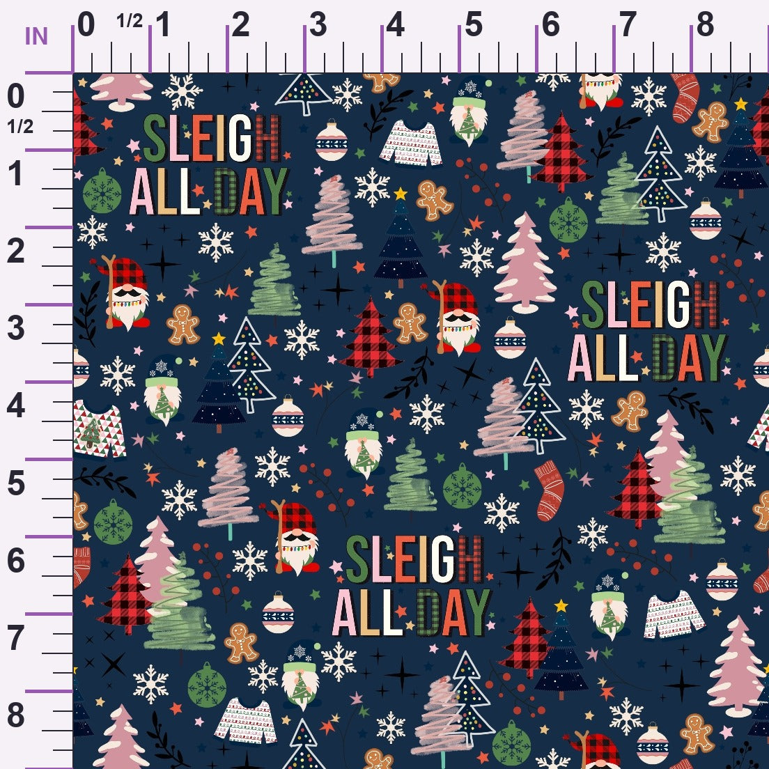 Sleigh All Day Navy Minky Fabric