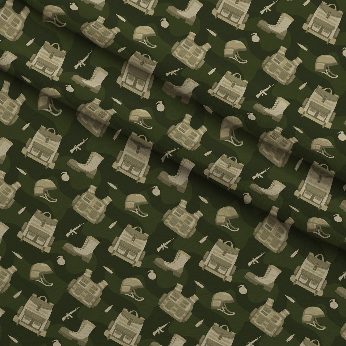 Soldier Gear Pattern 1 Minky Fabric
