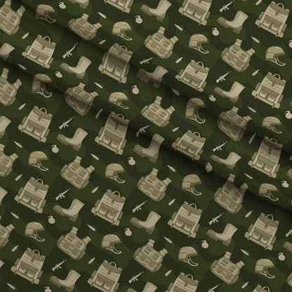 Soldier Gear Pattern 1 Minky Fabric
