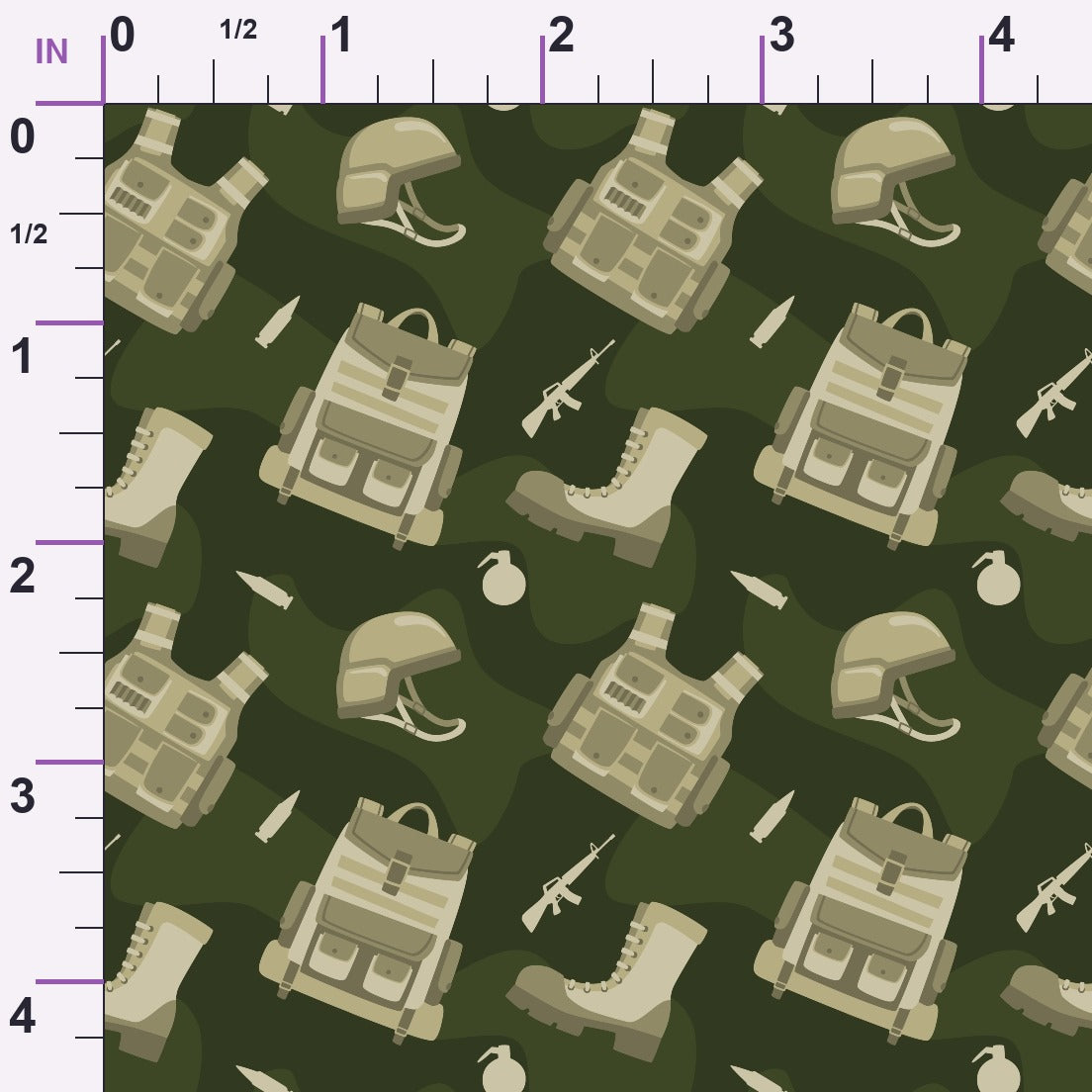 Soldier Gear Pattern 1 Minky Fabric