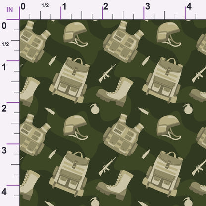 Soldier Gear Pattern 1 Minky Fabric