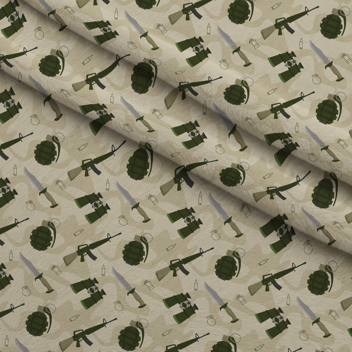 Soldier Gear Pattern 2 Minky Fabric