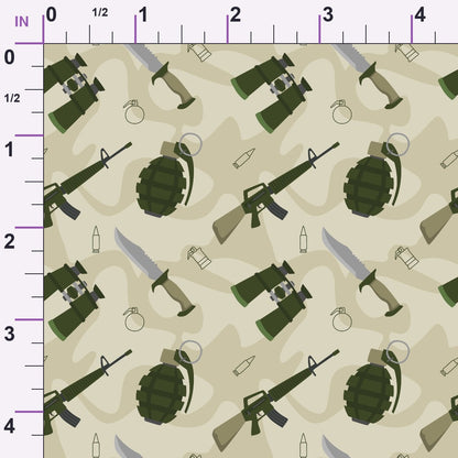 Soldier Gear Pattern 2 Minky Fabric