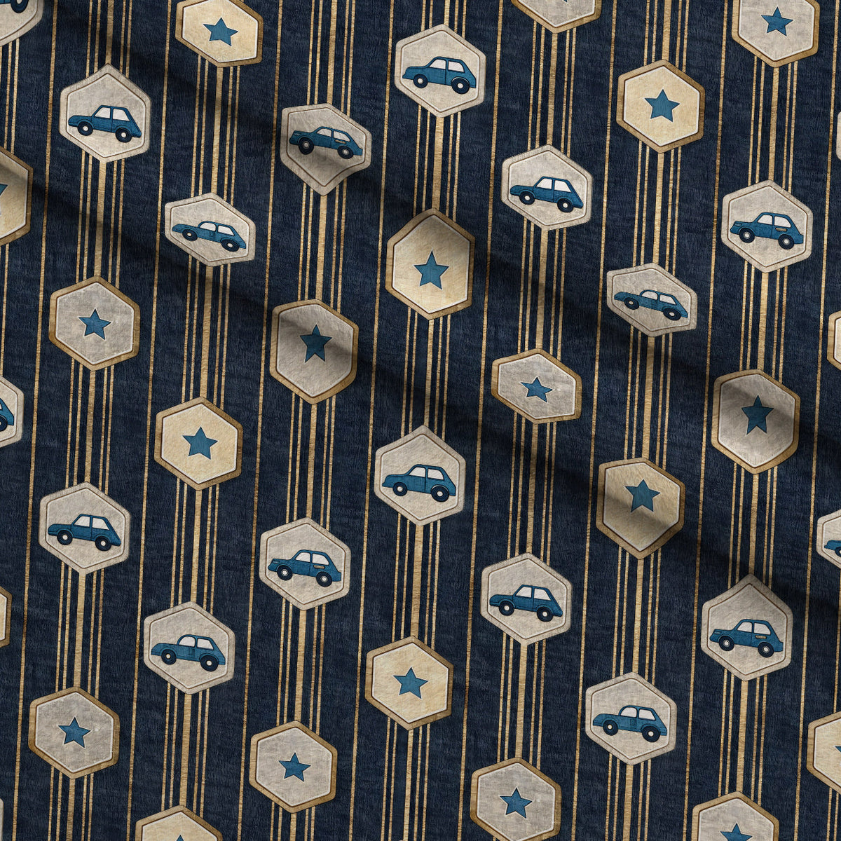 Stitched Denim Pattern 3 Minky Fabric