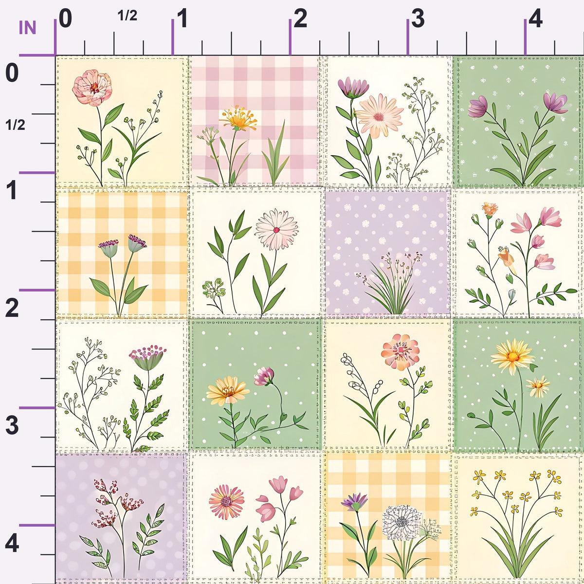 Stitched Meadow Pattern 11 Minky Fabric