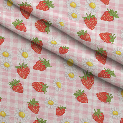 Strawberry Daisy Picnic Pattern 16 Minky Fabric