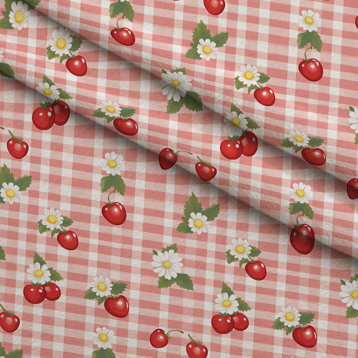 Strawberry Daisy Picnic Pattern 8 Minky Fabric